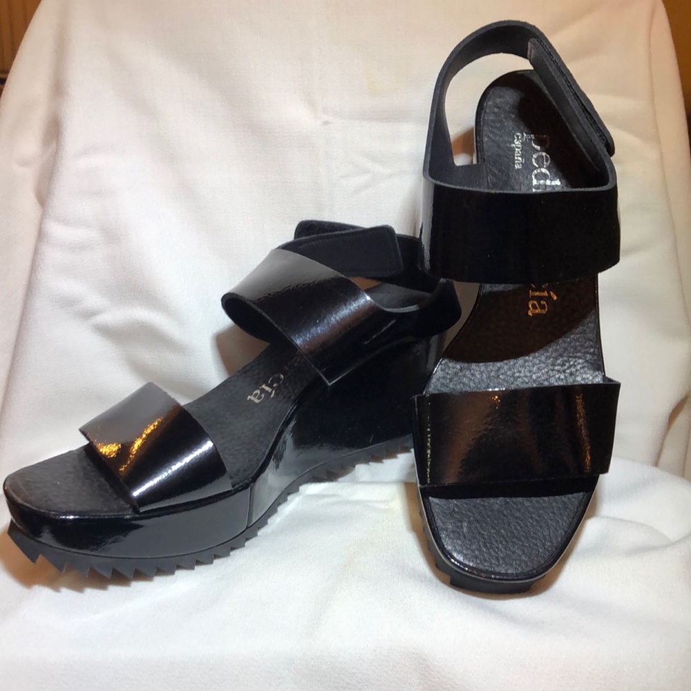 Black Pedro Garcia Wedge Sandals